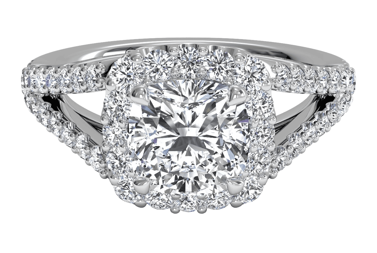14kt White Gold/18kt white gold/platinum/cushion/top
