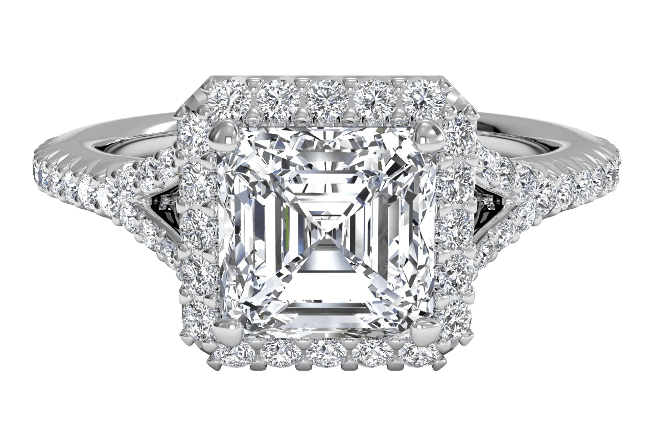 14kt White Gold/asscher/top
