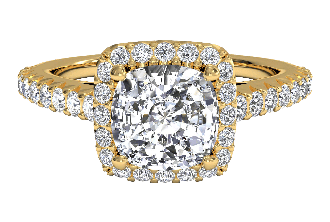 18kt Yellow Gold/cushion/top