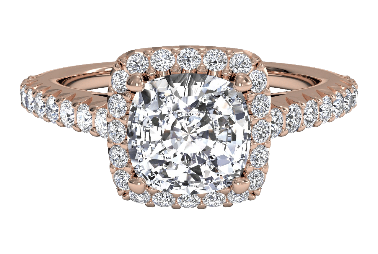 18kt Rose Gold/cushion/top