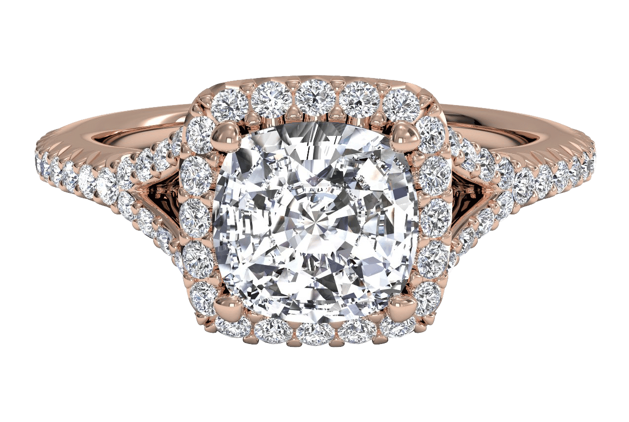 18kt Rose Gold/cushion/top