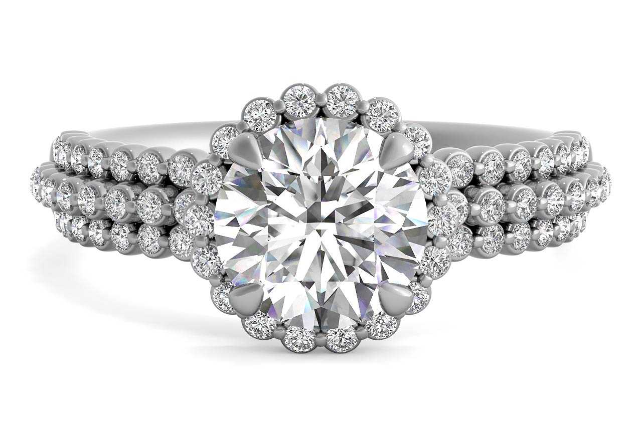 14kt White Gold/round/top