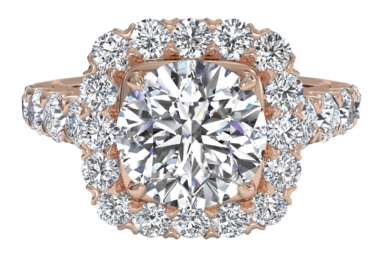18kt Rose Gold/round/top