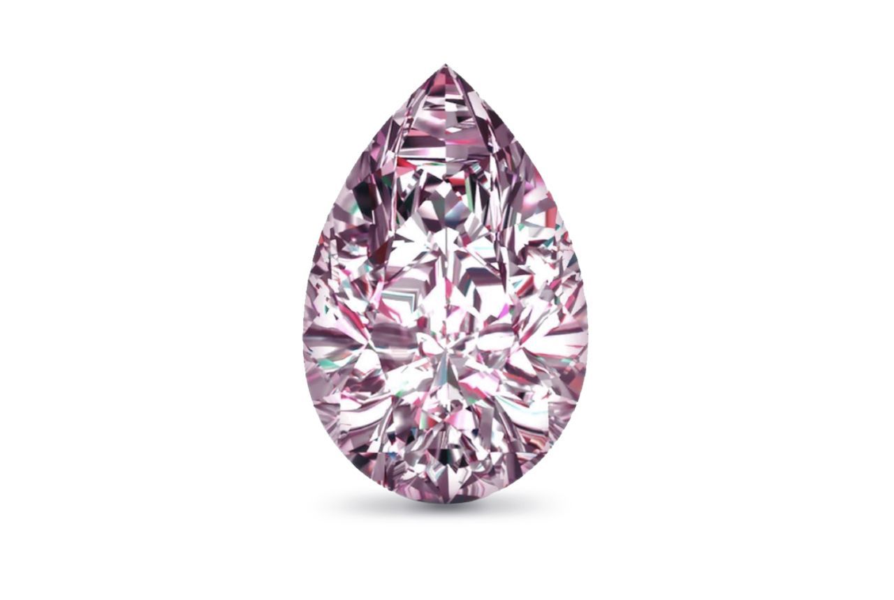 0.19 Carat Very Good Cut Pear Pink Natural Diamond - FLPI Color, SI2 Clarity - GIA Certified