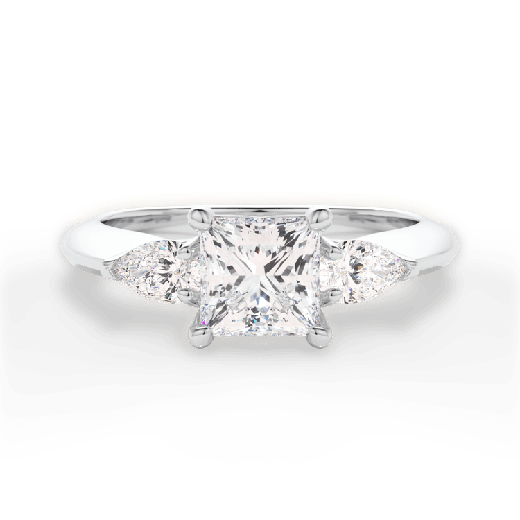 The Ava Pear Shaped 14kt White Gold Three-Stone Diamond Engagement Ring