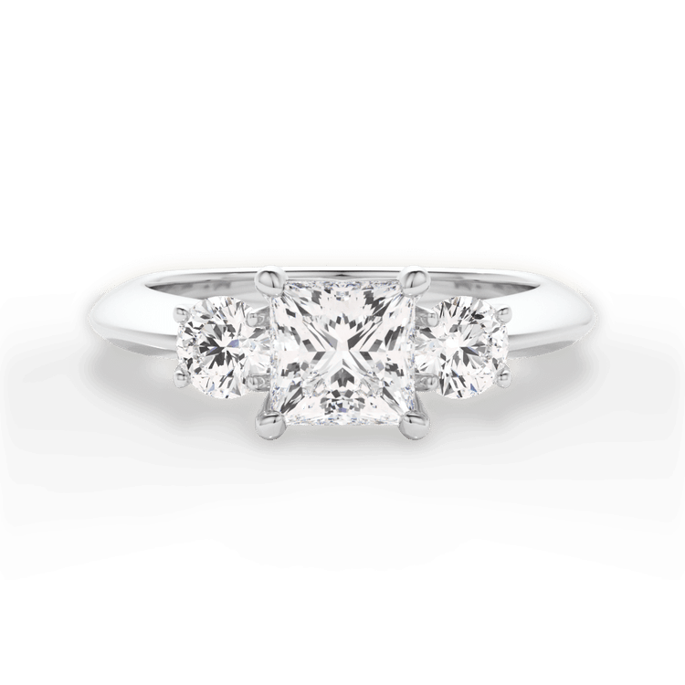 The Olivia Pear Shaped 14kt White Gold Three-Stone Solitaire Engagement Ring