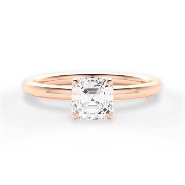 The Ora Asscher Cut 18kt Rose Gold Petal Head Solitaire Engagement Ring