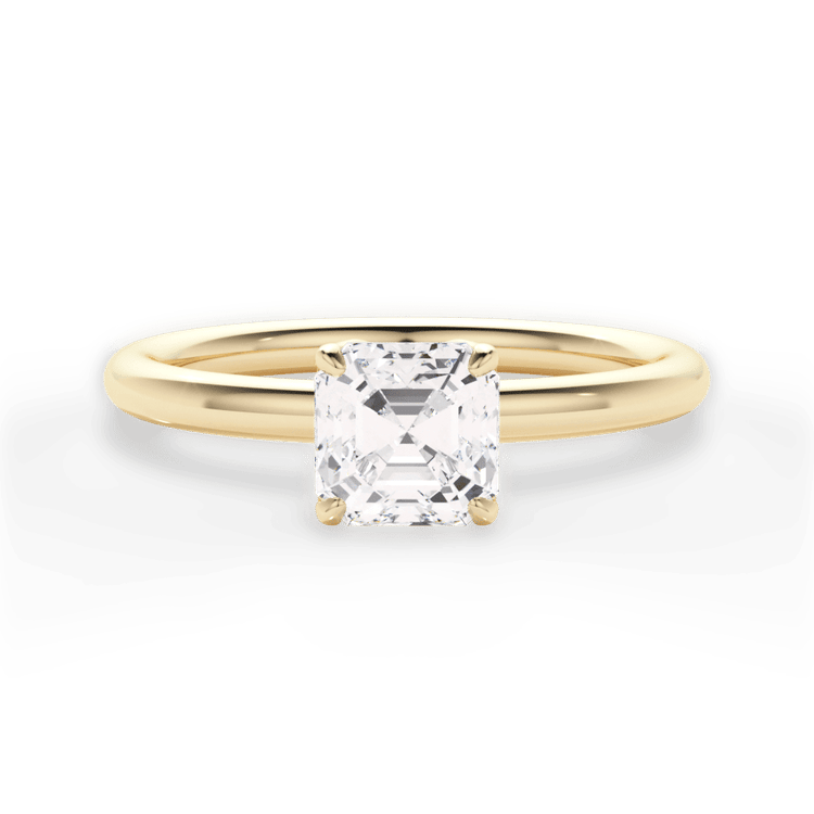 The Ora Asscher Cut 18kt Yellow Gold Petal Head Solitaire Engagement Ring