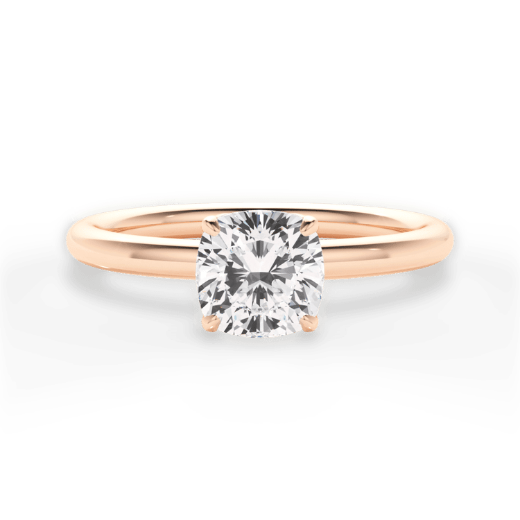 The Ora Cushion Cut 18kt Rose Gold Petal Head Solitaire Engagement Ring