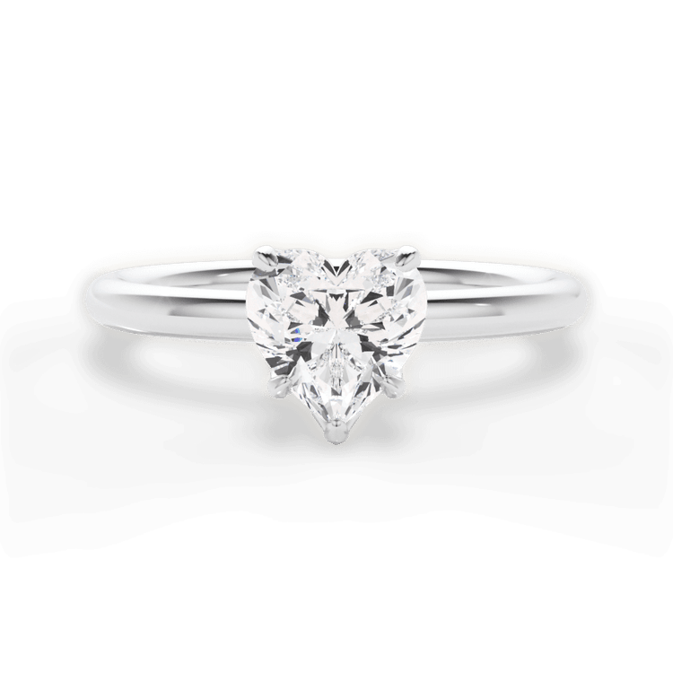 The Ora Heart Shaped Platinum Petal Head Solitaire Engagement Ring