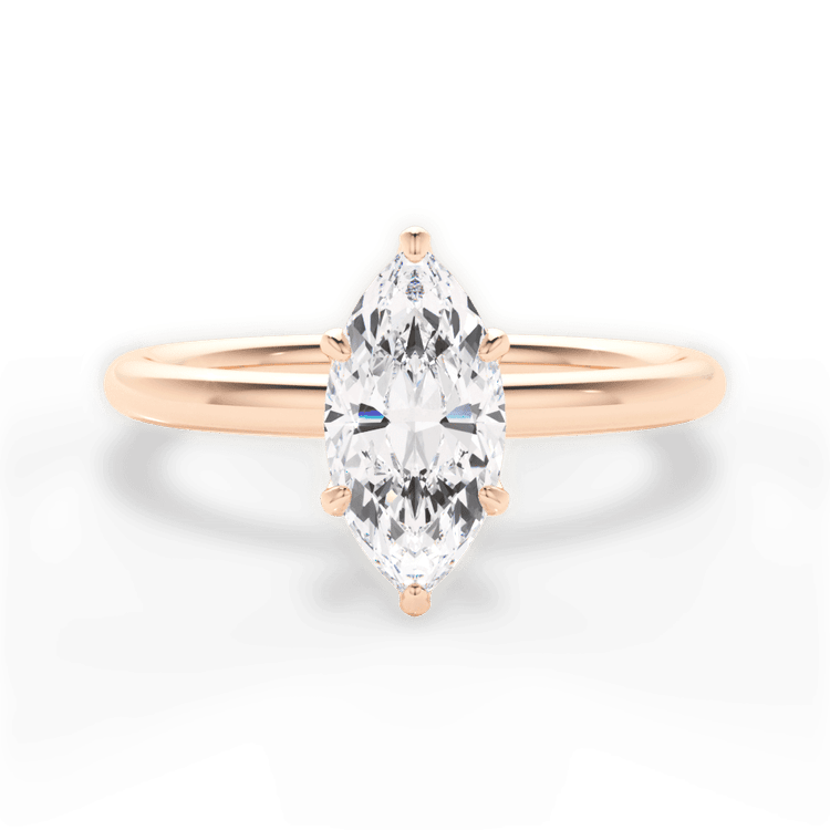 The Ora Marquise Cut 18kt Rose Gold Petal Head Solitaire Engagement Ring