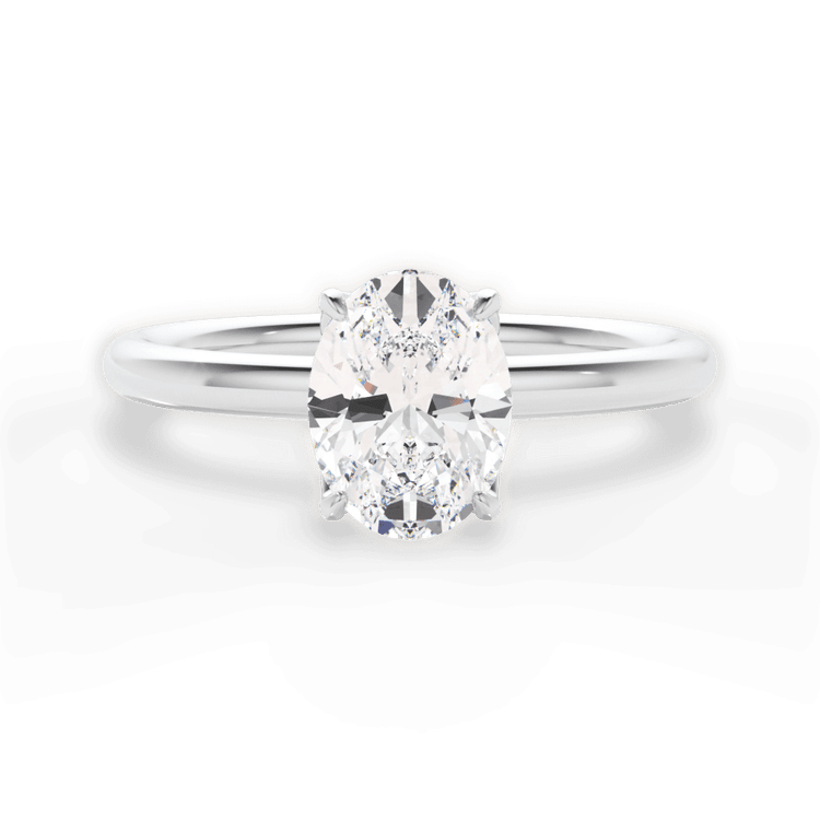 The Ora Oval Cut Platinum Petal Head Solitaire Engagement Ring