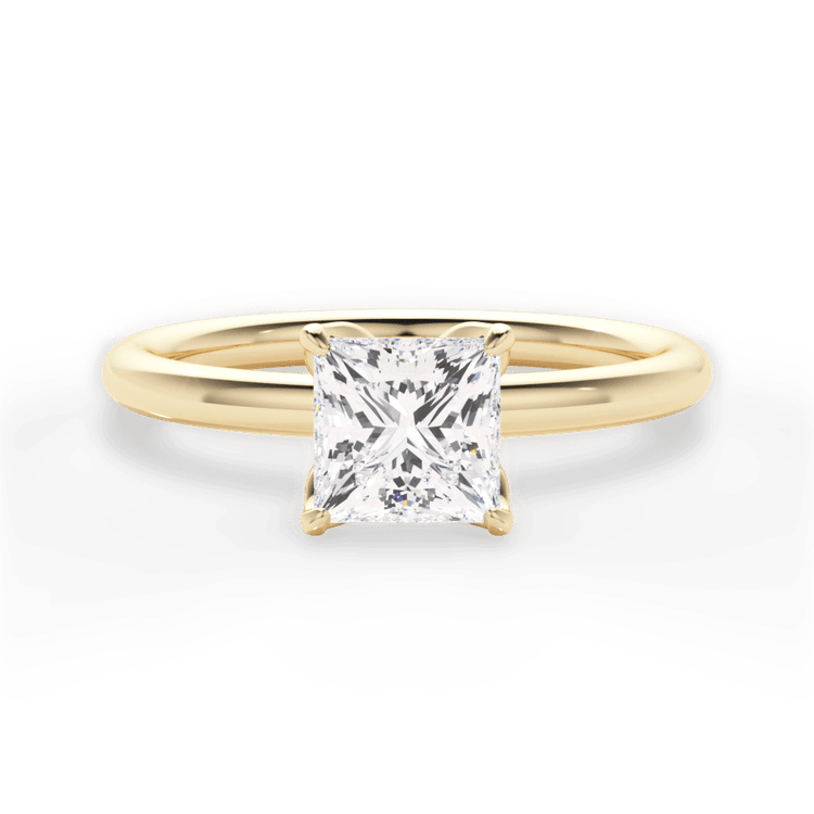 The Ora Pear Shaped 18kt Yellow Gold Petal Head Solitaire Engagement Ring