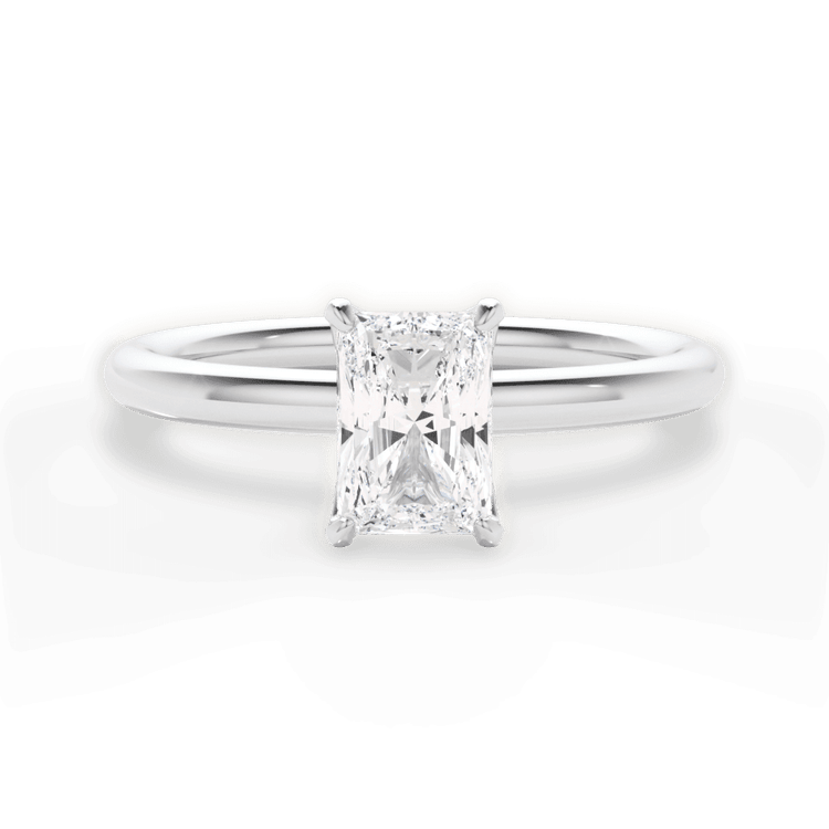 The Ora Radiant Cut Platinum Petal Head Solitaire Engagement Ring