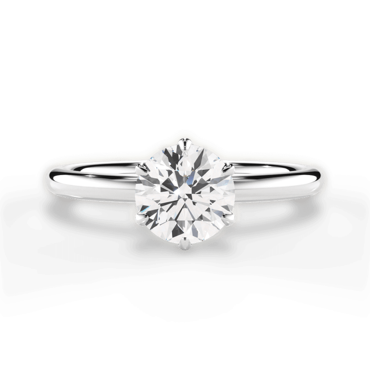The Hera Round Cut Platinum Six-Prong Petal Head Solitaire Engagement Ring