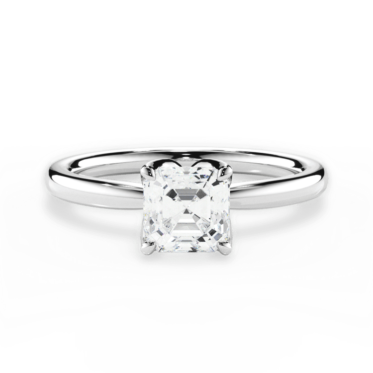 The Nivea Asscher Cut Platinum Petal Solitaire Engagement Ring
