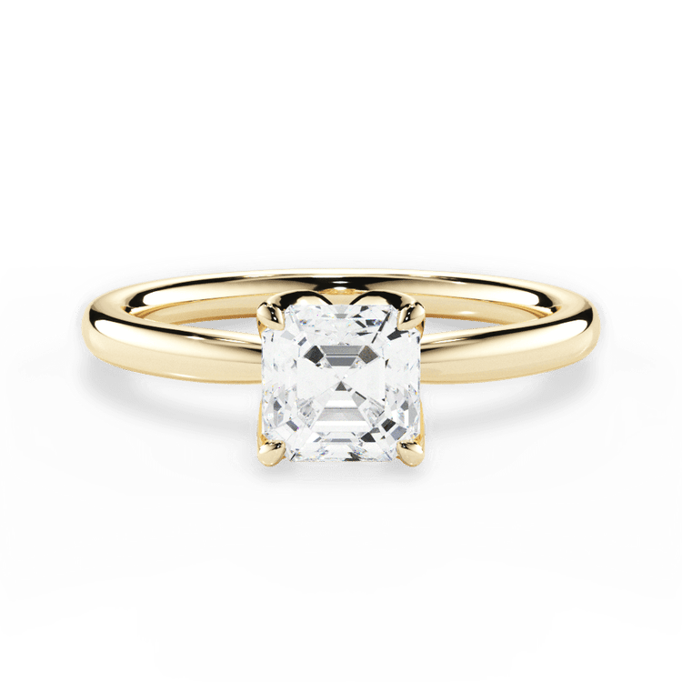 The Nivea Asscher Cut 18kt Yellow Gold Petal Solitaire Engagement Ring