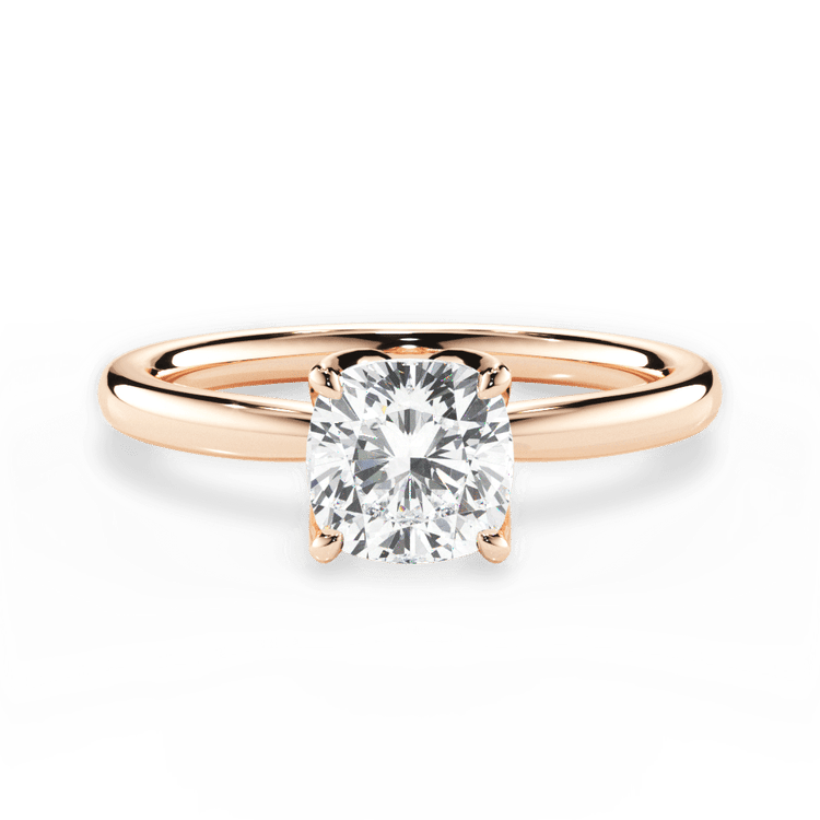 The Nivea Cushion Cut 18kt Rose Gold Petal Solitaire Engagement Ring