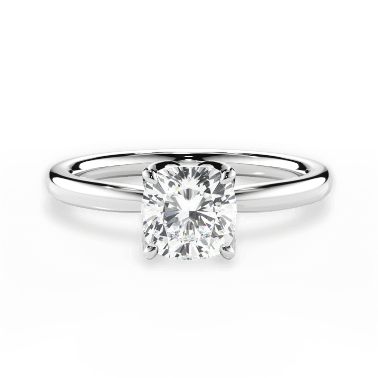 The Nivea Cushion Cut Platinum Petal Solitaire Engagement Ring