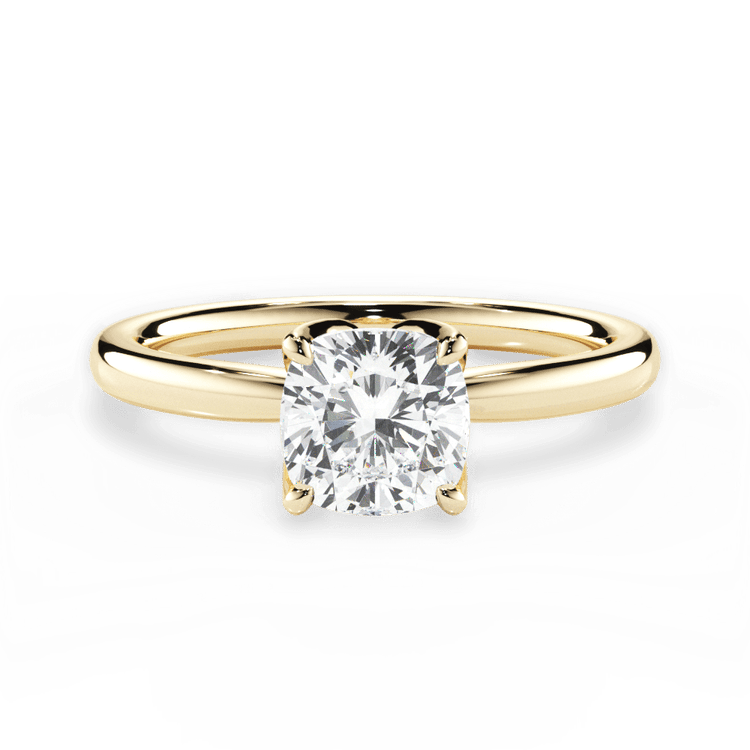 The Nivea Cushion Cut 18kt Yellow Gold Petal Solitaire Engagement Ring