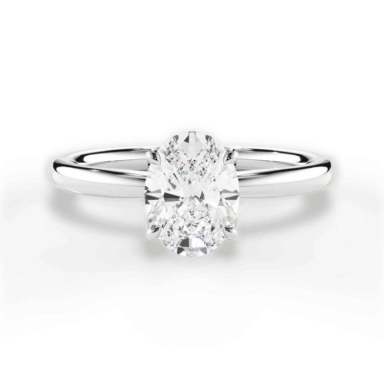 The Nivea Oval Cut Platinum Petal Solitaire Engagement Ring