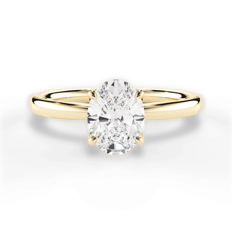 The Nivea Oval Cut 18kt Yellow Gold Petal Solitaire Engagement Ring