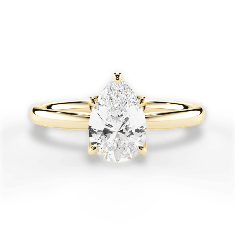 The Nivea Princess Cut 18kt Yellow Gold Petal Solitaire Engagement Ring