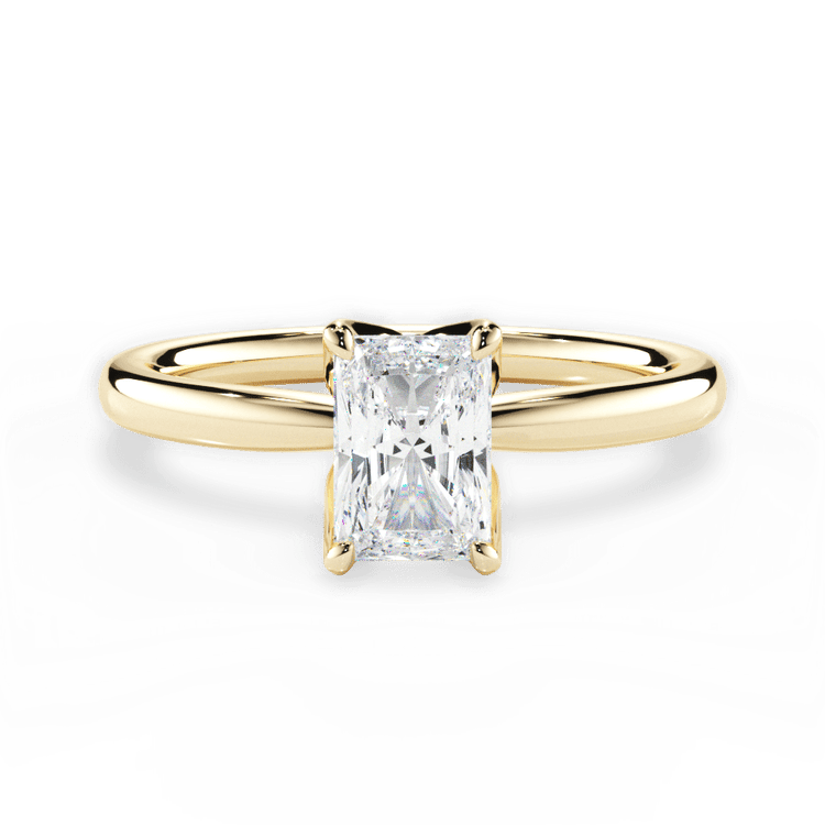 The Nivea Radiant Cut 18kt Yellow Gold Petal Solitaire Engagement Ring