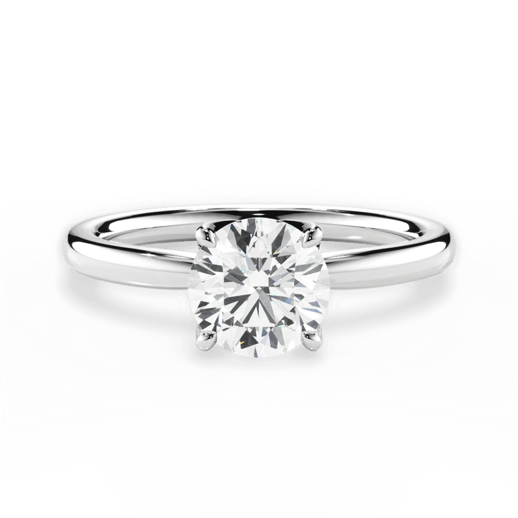 The Nivea Round Cut Platinum Petal Solitaire Engagement Ring