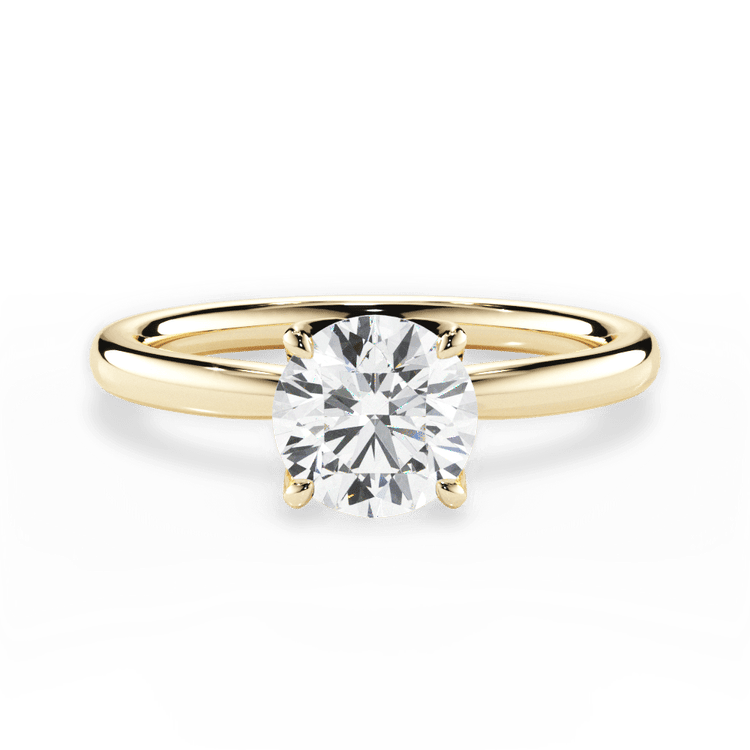 The Nivea Round Cut 18kt Yellow Gold Petal Solitaire Engagement Ring