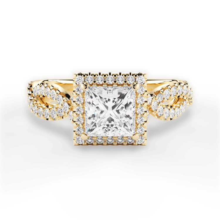 The Grace Pear Shaped 18kt Yellow Gold Diamond Twist Halo Engagement Ring