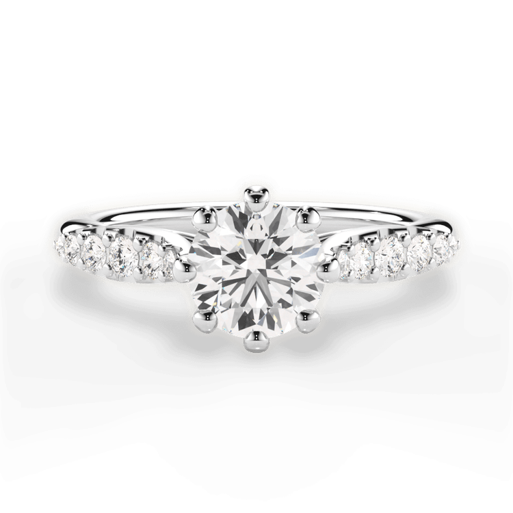 The Violet Round Cut Platinum Eight-Prong Tapered Diamond Engagement Ring