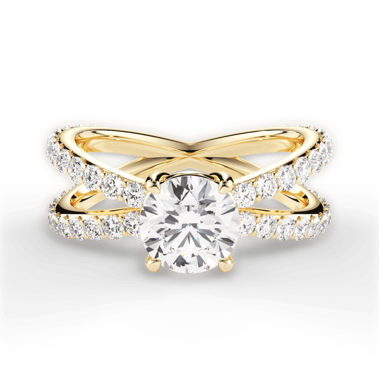 The Nora Round Cut 18kt Yellow Gold Open Band Diamond Engagement Ring