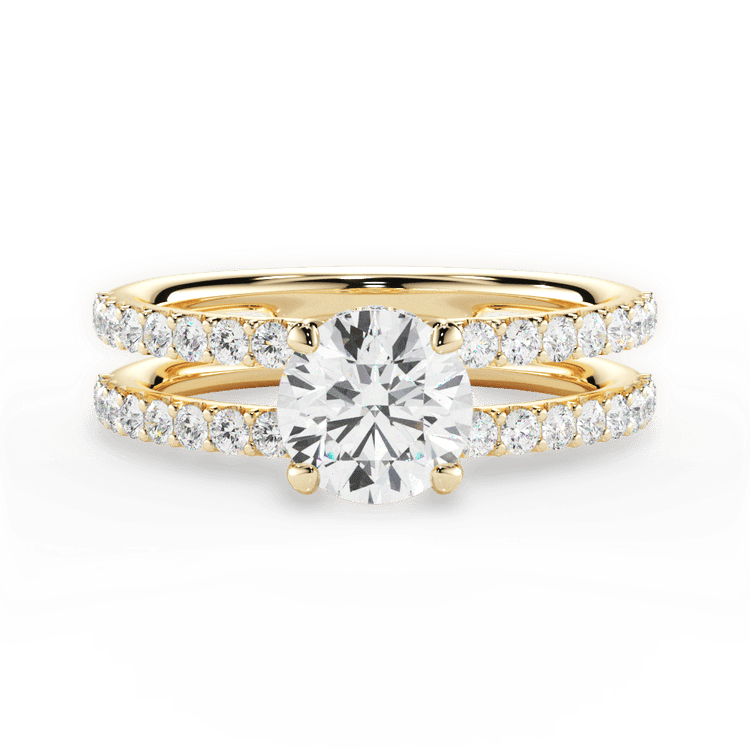 The Astra Round Cut 18kt Yellow Gold Double Row Diamond Engagement Ring