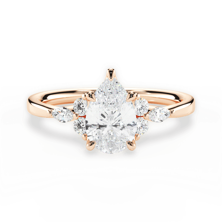 The Anastasia Princess Cut 18kt Rose Gold Sidestone Diamond Engagement Ring