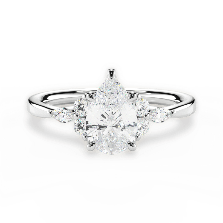 The Anastasia Princess Cut Platinum Sidestone Diamond Engagement Ring