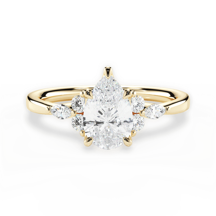 The Anastasia Princess Cut 18kt Yellow Gold Sidestone Diamond Engagement Ring