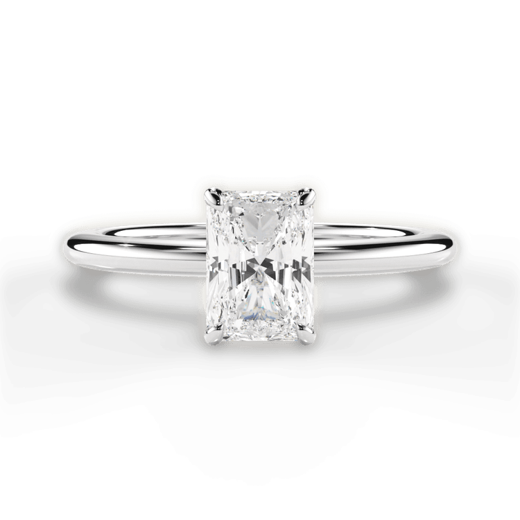 The Maude Radiant Cut Platinum Classic Solitaire Engagement Ring