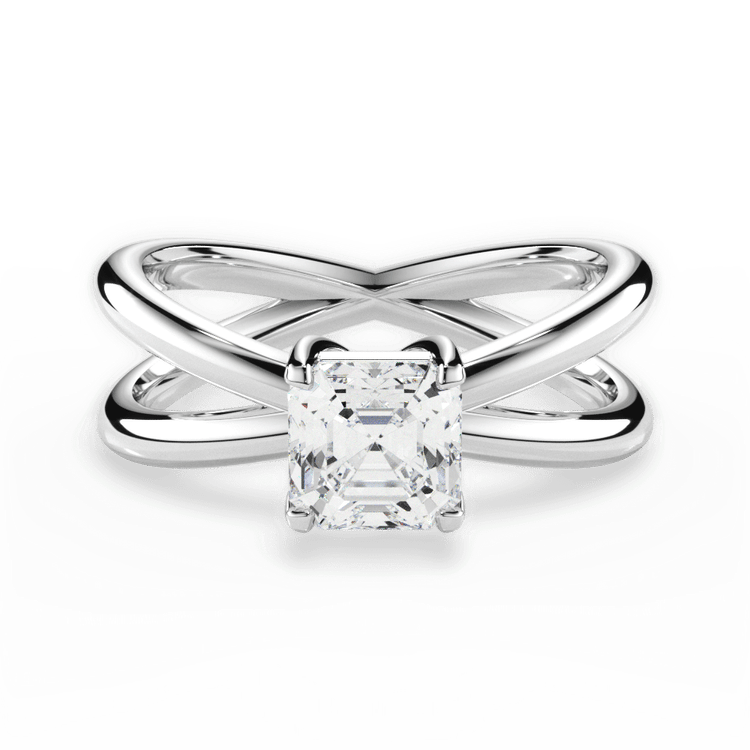 The Ciara Asscher Cut Platinum Split Double Band Solitaire Engagement Ring