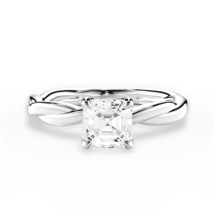 The Nina Asscher Cut Platinum Twisted Solitaire Engagement Ring