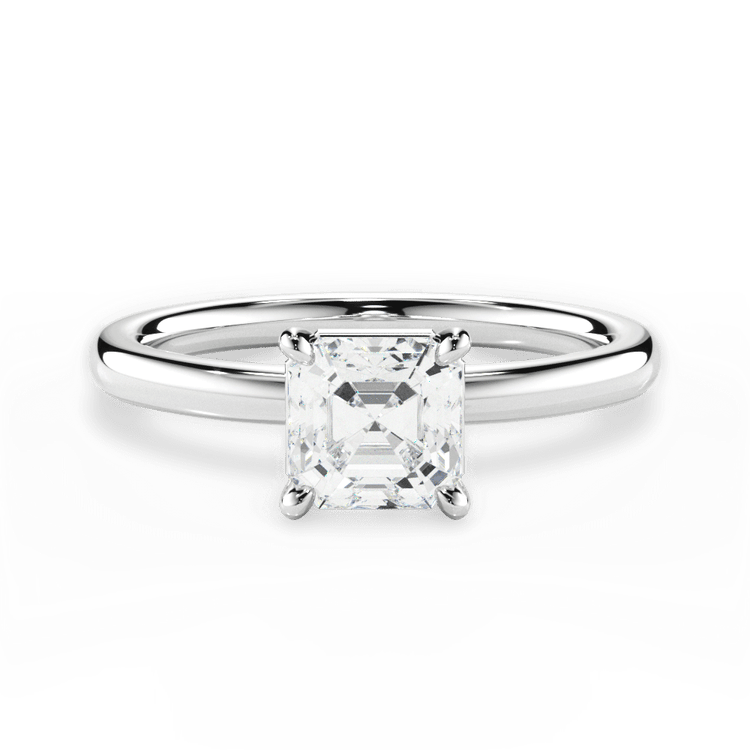 The Elodie Asscher Cut Platinum Classic Solitaire Engagement Ring