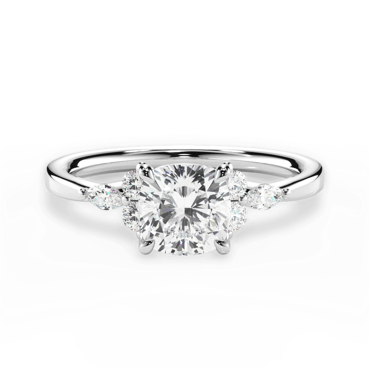 The Anastasia Cushion Cut Platinum Sidestone Diamond Engagement Ring