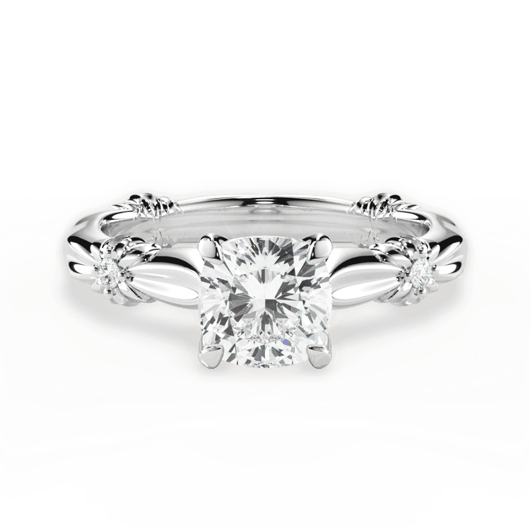 The Edith Cushion Cut Platinum Ribbon Engagement Ring