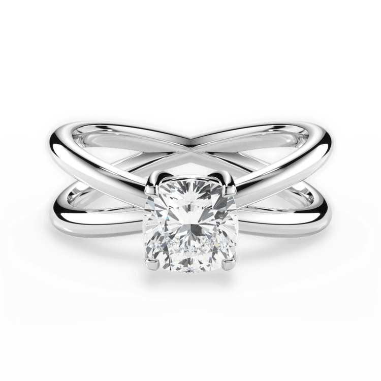 The Ciara Cushion Cut Platinum Split Double Band Solitaire Engagement Ring