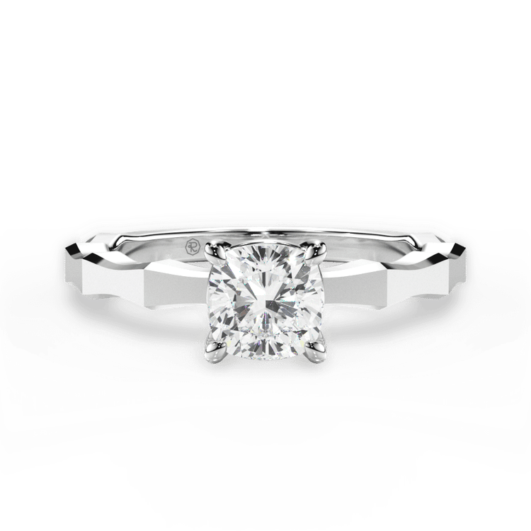 The Maddie Cushion Cut Platinum Octagon Solitaire Engagement Ring