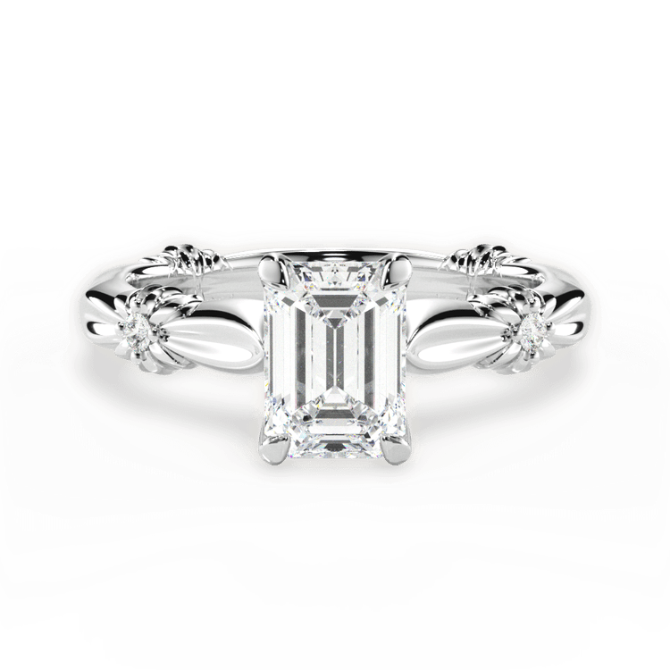The Edith Emerald Cut Platinum Ribbon Engagement Ring