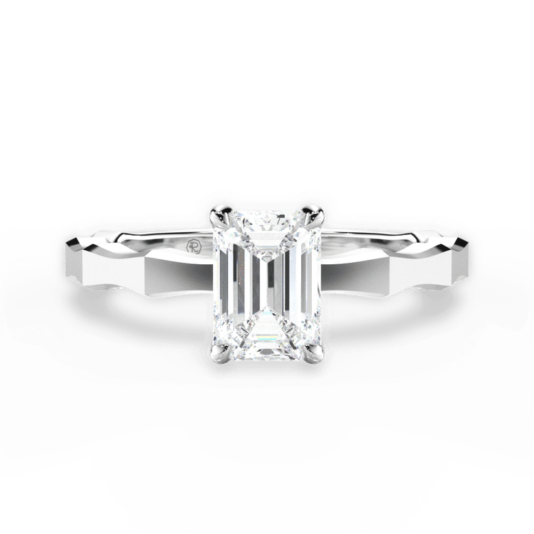 The Maddie Emerald Cut Platinum Octagon Solitaire Engagement Ring