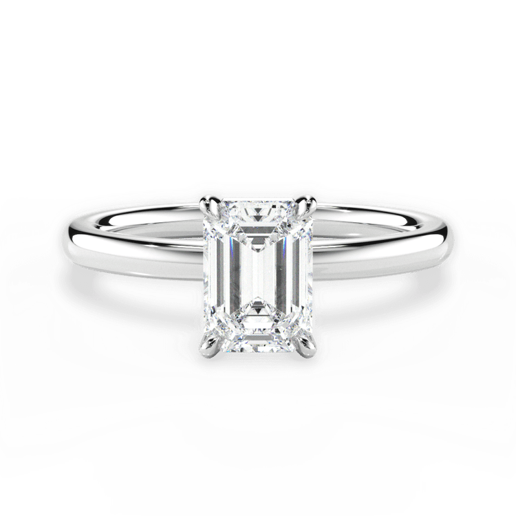 The Elodie Emerald Cut Platinum Classic Solitaire Engagement Ring