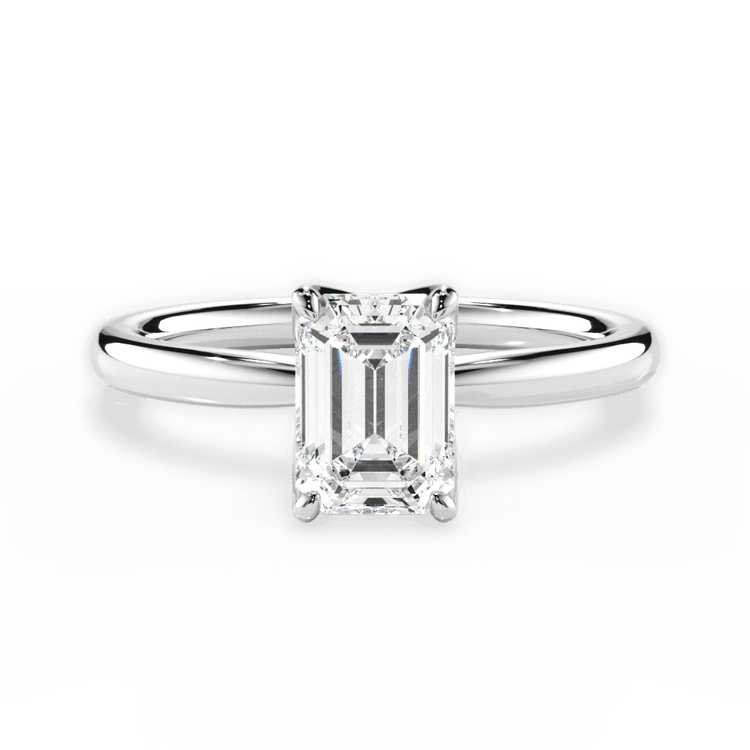 The Nivea Emerald Cut Platinum Petal Solitaire Engagement Ring