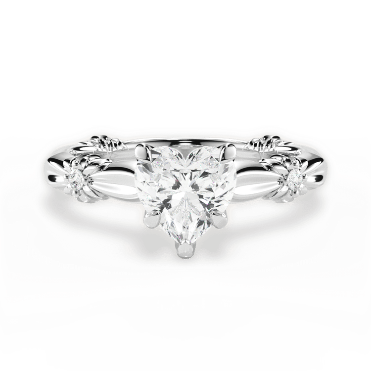 The Edith Heart Shaped Platinum Ribbon Engagement Ring